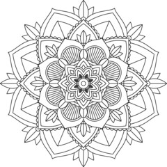 Easy Mandala coloring book simple and basic for beginners, seniors and children. Set of Mehndi flower pattern for Henna drawing and tattoo. Decoration in ethnic oriental, Indian style.