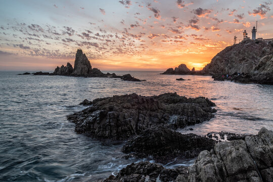 Sunset on a beautiful coast