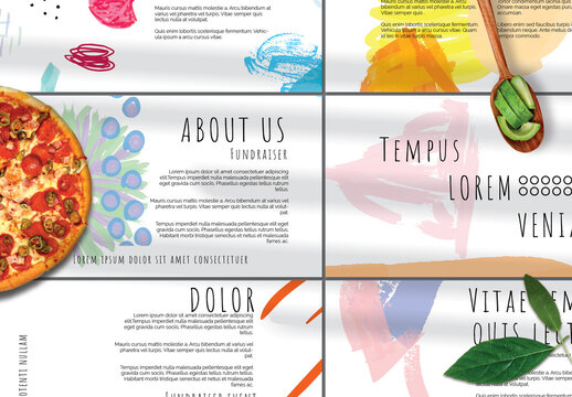 Presentation Deck Layout with Bright Abstract Strokes for Fundraiser Event