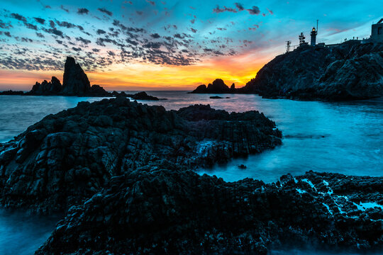 Sunset on a beautiful coast