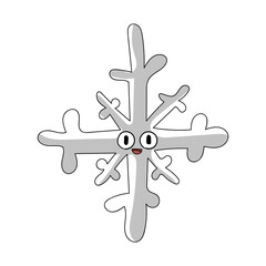 Fototapeta premium Cartoon illustration of a cute snowflake, snow crystal figure