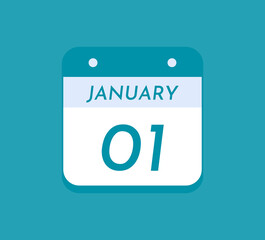 January 1 Single Day Calendar, 1 January