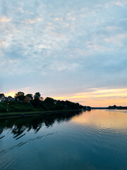 sunset over the river-Kiel Canal, Germany