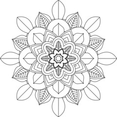 Easy Mandala coloring book simple and basic for beginners, seniors and children. Set of Mehndi flower pattern for Henna drawing and tattoo. Decoration in ethnic oriental, Indian style.