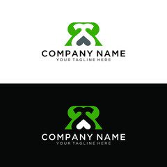 Heart Shaped Letter R or Letter RR Iconic Logo Design, logo design for wedding invitation, wedding name and business name.