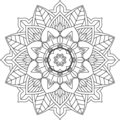 Easy Mandala coloring book simple and basic for beginners, seniors and children. Set of Mehndi flower pattern for Henna drawing and tattoo. Decoration in ethnic oriental, Indian style.