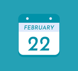 February 22 Single Day Calendar, 22 February