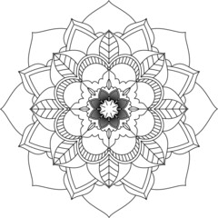 Easy Mandala coloring book simple and basic for beginners, seniors and children. Set of Mehndi flower pattern for Henna drawing and tattoo. Decoration in ethnic oriental, Indian style.