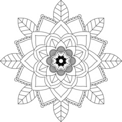 Easy Mandala coloring book simple and basic for beginners, seniors and children. Set of Mehndi flower pattern for Henna drawing and tattoo. Decoration in ethnic oriental, Indian style.