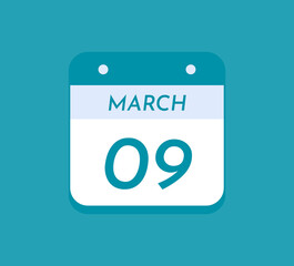 March 09 Single Day Calendar, 09 March