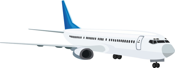 Blue White Color Passenger Plane Illustration