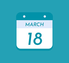 March 18 Single Day Calendar, 18 March