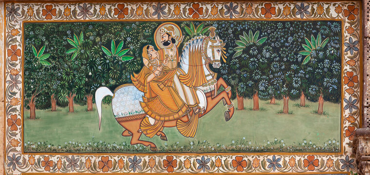 Exterior detail - wall decoration of famous Mehrangarh Fort in Jodhpur, Rajasthan, India
