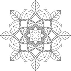 Easy Mandala coloring book simple and basic for beginners, seniors and children. Set of Mehndi flower pattern for Henna drawing and tattoo. Decoration in ethnic oriental, Indian style.