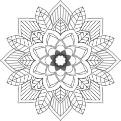 Easy Mandala coloring book simple and basic for beginners, seniors and children. Set of Mehndi flower pattern for Henna drawing and tattoo. Decoration in ethnic oriental, Indian style.
