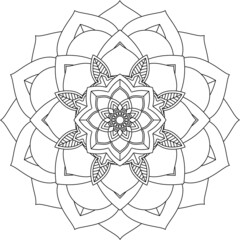 Fototapeta premium Easy Mandala coloring book simple and basic for beginners, seniors and children. Set of Mehndi flower pattern for Henna drawing and tattoo. Decoration in ethnic oriental, Indian style.