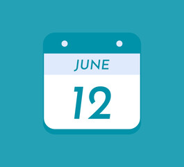 June 12 Single Day Calendar, 12 June