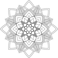 Easy Mandala coloring book simple and basic for beginners, seniors and children. Set of Mehndi flower pattern for Henna drawing and tattoo. Decoration in ethnic oriental, Indian style.