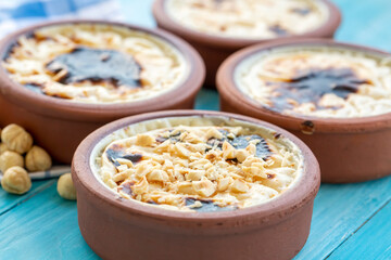 Baked rice pudding turkish milky dessert sutlac