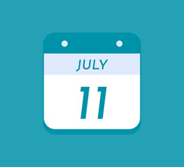 July 11 Single Day Calendar, 11 July