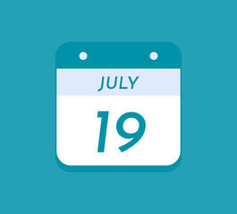 July 19 Single Day Calendar, 19 July