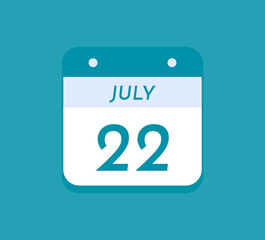 July 22 Single Day Calendar, 22 July