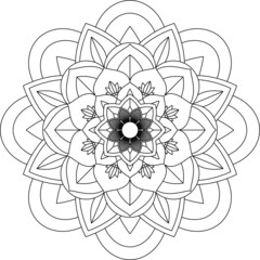 Easy Mandala coloring book simple and basic for beginners, seniors and children. Set of Mehndi flower pattern for Henna drawing and tattoo. Decoration in ethnic oriental, Indian style.