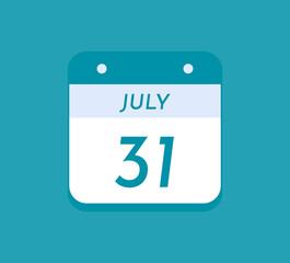 July 31 Single Day Calendar, 01 July