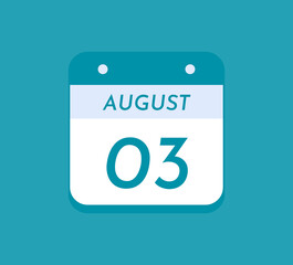 August 3 Single Day Calendar, 3 August 