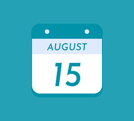 August 15 Single Day Calendar, 15 August 