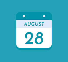 August 28 Single Day Calendar, 28 August 