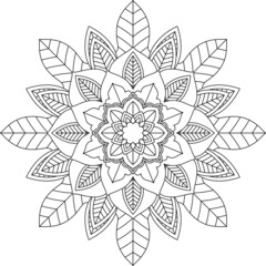 Easy Mandala coloring book simple and basic for beginners, seniors and children. Set of Mehndi flower pattern for Henna drawing and tattoo. Decoration in ethnic oriental, Indian style.