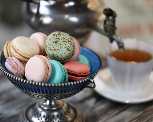 macaroons and cup of tea