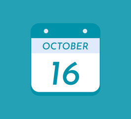 October 16 Single Day Calendar, 16 October
