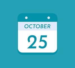 October 25 Single Day Calendar, 25 October