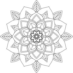 Easy Mandala coloring book simple and basic for beginners, seniors and children. Set of Mehndi flower pattern for Henna drawing and tattoo. Decoration in ethnic oriental, Indian style.