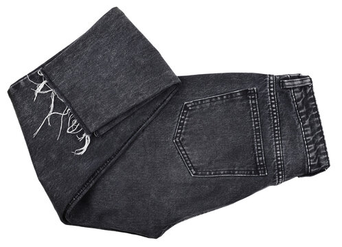 Closeup of black mom geans isolated on white background.