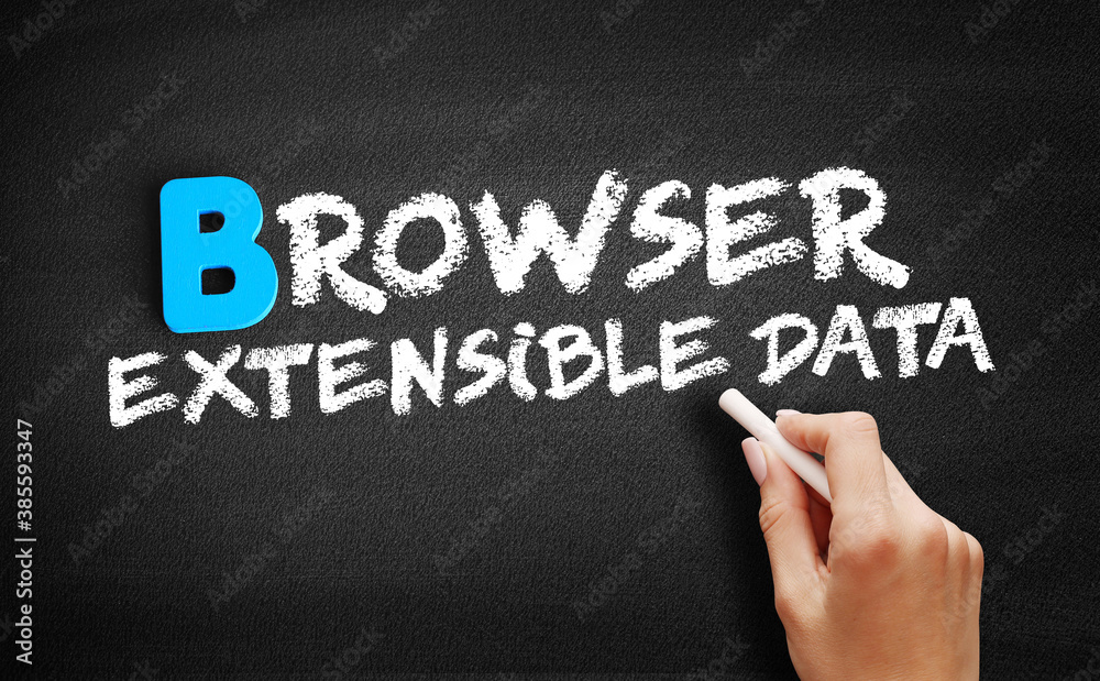 Poster browser extensible data text on blackboard, internet concept background