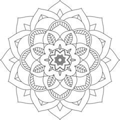 Easy Mandala coloring book simple and basic for beginners, seniors and children. Set of Mehndi flower pattern for Henna drawing and tattoo. Decoration in ethnic oriental, Indian style.