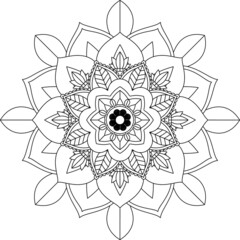 Easy Mandala coloring book simple and basic for beginners, seniors and children. Set of Mehndi flower pattern for Henna drawing and tattoo. Decoration in ethnic oriental, Indian style.