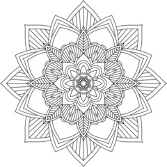 Easy Mandala coloring book simple and basic for beginners, seniors and children. Set of Mehndi flower pattern for Henna drawing and tattoo. Decoration in ethnic oriental, Indian style.
