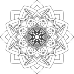 Easy Mandala coloring book simple and basic for beginners, seniors and children. Set of Mehndi flower pattern for Henna drawing and tattoo. Decoration in ethnic oriental, Indian style.