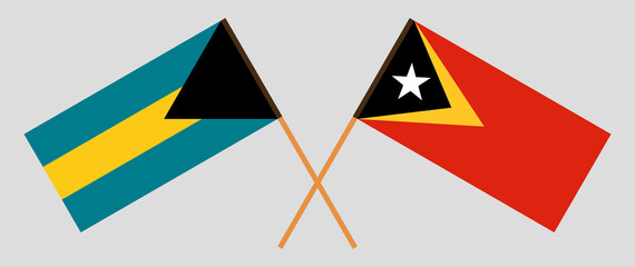 Crossed flags of East Timor and Bahamas