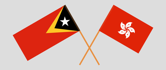 Crossed flags of East Timor and Hong Kong