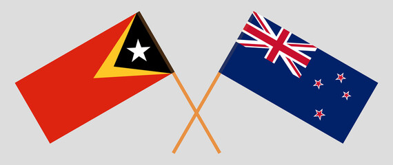 Crossed flags of East Timor and New Zealand