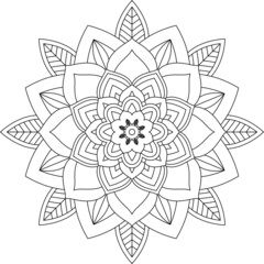 Easy Mandala coloring book simple and basic for beginners, seniors and children. Set of Mehndi flower pattern for Henna drawing and tattoo. Decoration in ethnic oriental, Indian style.