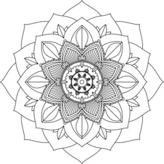 Easy Mandala coloring book simple and basic for beginners, seniors and children. Set of Mehndi flower pattern for Henna drawing and tattoo. Decoration in ethnic oriental, Indian style.