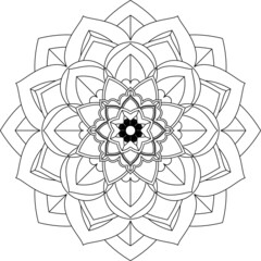 Fototapeta premium Easy Mandala coloring book simple and basic for beginners, seniors and children. Set of Mehndi flower pattern for Henna drawing and tattoo. Decoration in ethnic oriental, Indian style.