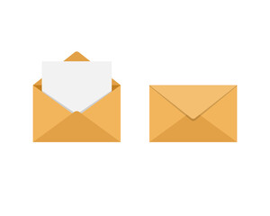 Open and closed envelope with a letter paper inside. New message icon. Post and mail concept.