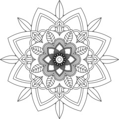 Easy Mandala coloring book simple and basic for beginners, seniors and children. Set of Mehndi flower pattern for Henna drawing and tattoo. Decoration in ethnic oriental, Indian style.